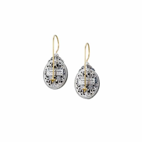 Harmony oval earrings in 18K Gold and Sterling silver with rubies - Image 2