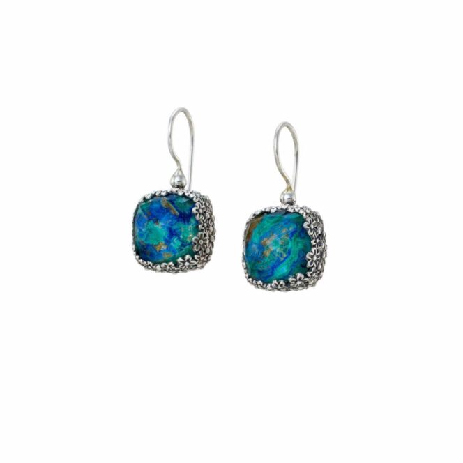 Anthemis Square Earrings in sterling silver with Doublet Stones - Image 2