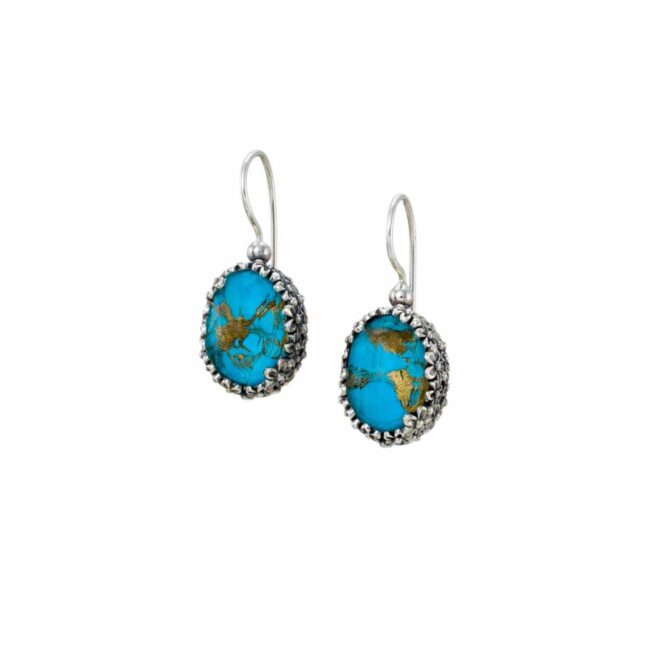Anthemis Oval Earrings in sterling silver with Doublet Stones - Image 2