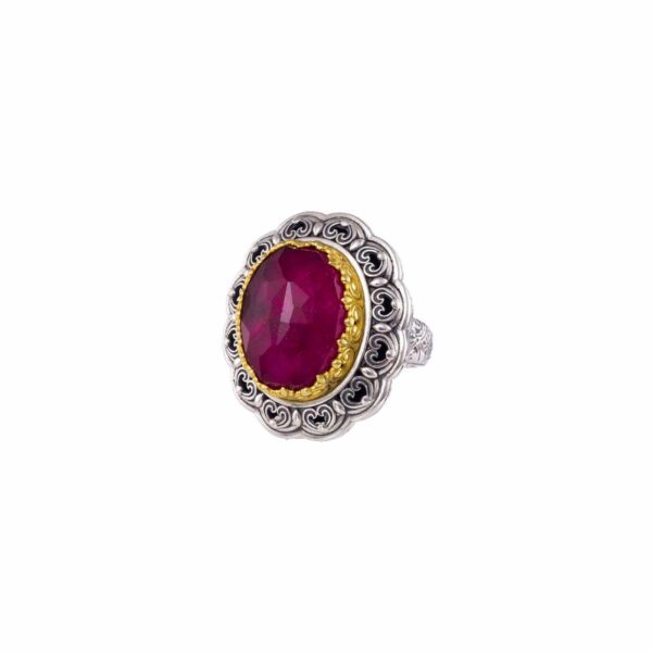 Penelope Big Oval Ring in Sterling Silver with Gold plated parts - Image 6