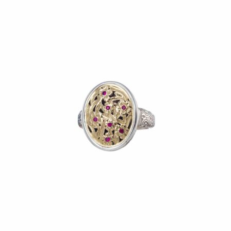Harmony Oval Ring in 18K Gold and Sterling Silver with Rubies