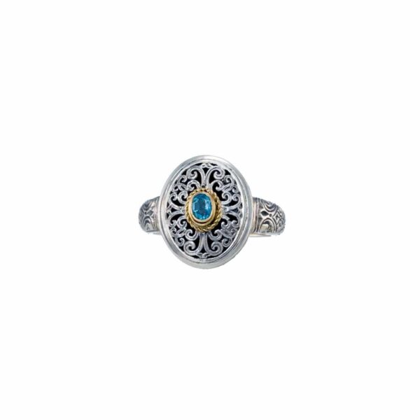 Mediterranean Ring in Sterling Silver with 18K Gold and Semi precious Stone