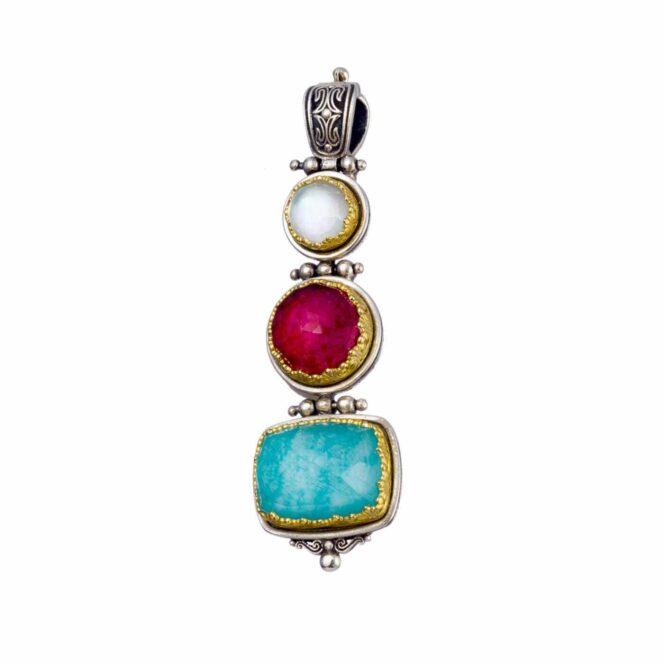 Iris Pendant in Sterling Silver with Gold Plated Parts