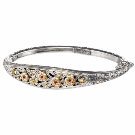 Harmony Blossom Bracelet in 18K Gold and Sterling Silver with Rubies