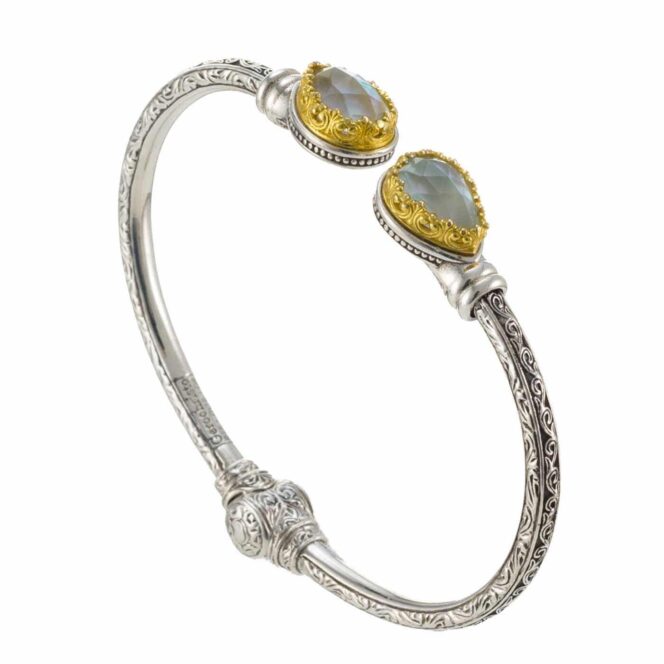 Iris Double Teardrop Bracelet in Sterling Silver with Gold Plated parts - Image 4