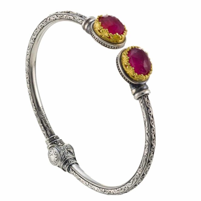 Iris small Oval Bracelet in Sterling Silver with Gold Plated parts - Image 5