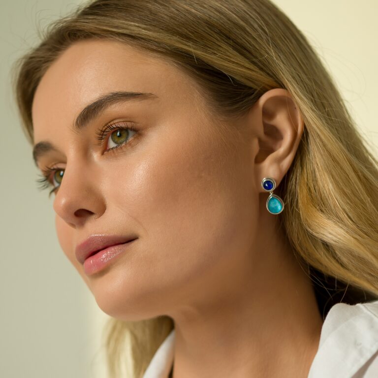 Eve Double Stones Earrings in sterling silver - Image 2