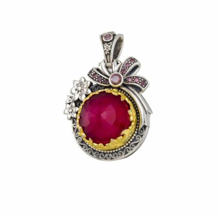 Dione round pendant in Sterling Silver with Gold Plated Parts