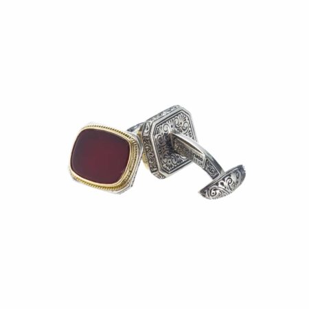 Classic cufflinks in 18K Gold and Sterling silver with semi precious stones
