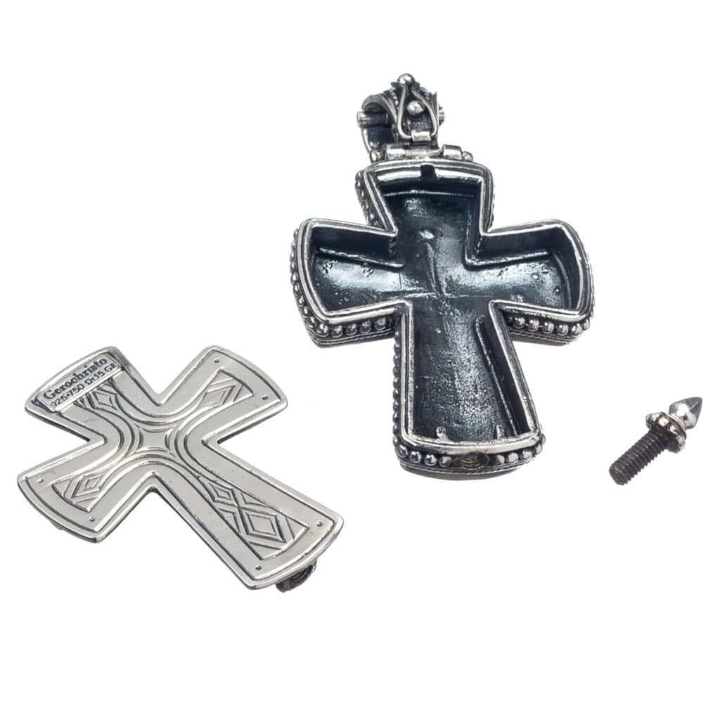 Byzantine cross in 18K Gold and Sterling silver with Gemstones - Image 2