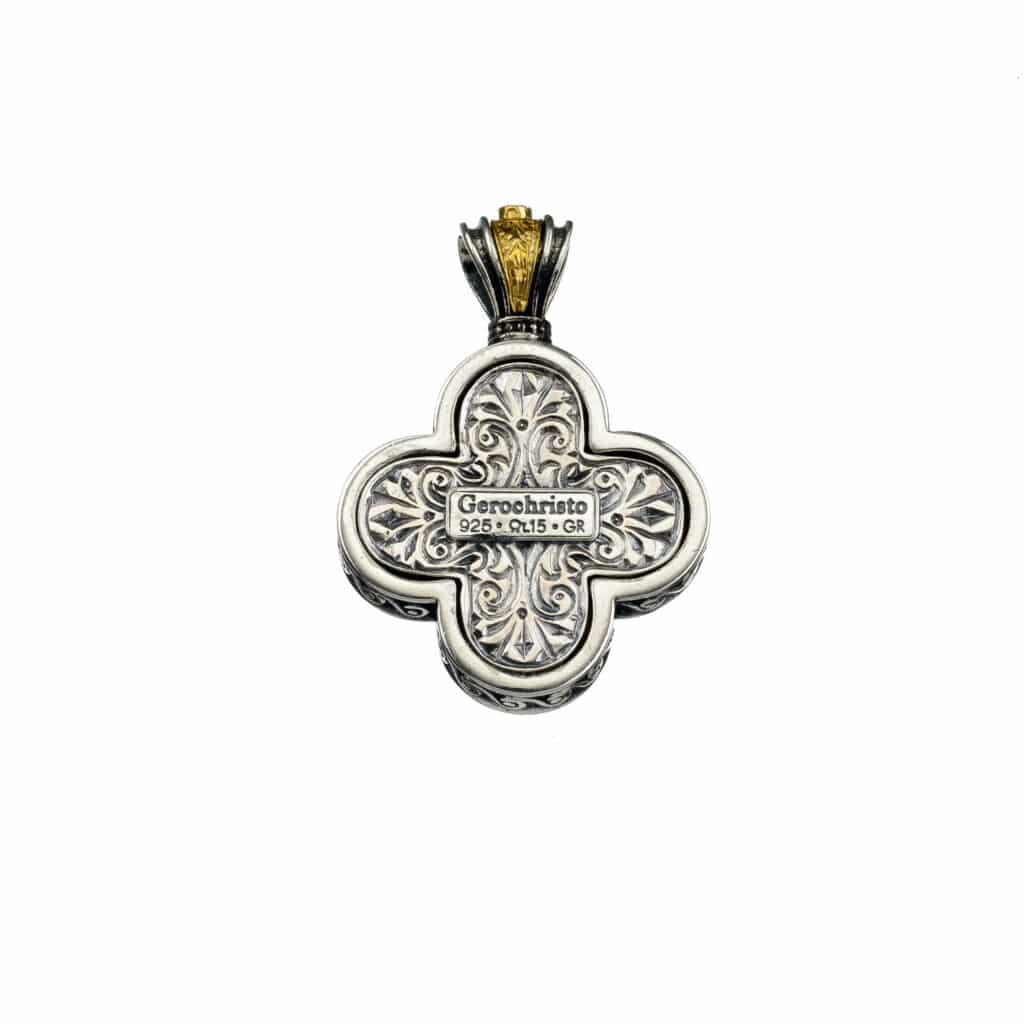 Cross in sterling silver with Gold plated parts and cubic zirconia - Image 2