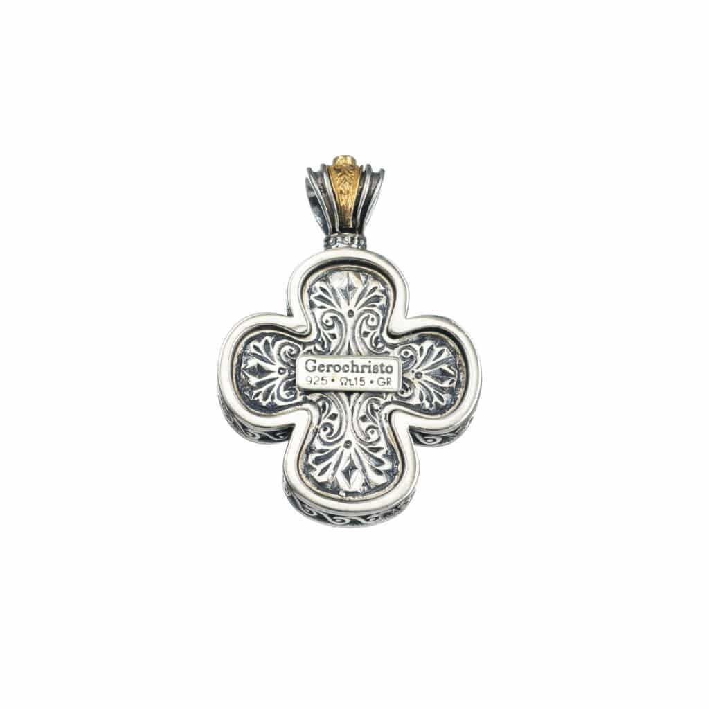 Cross in sterling silver with Gold plated parts and Cubic zirconia - Image 2