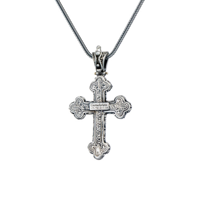 Eden's Garden Eve cross in 18K Gold and Sterling silver with Blue topaz - Image 7