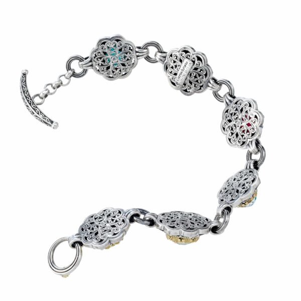 Penelope bracelet in 18K Gold and Sterling silver with multi colors stones - Image 3