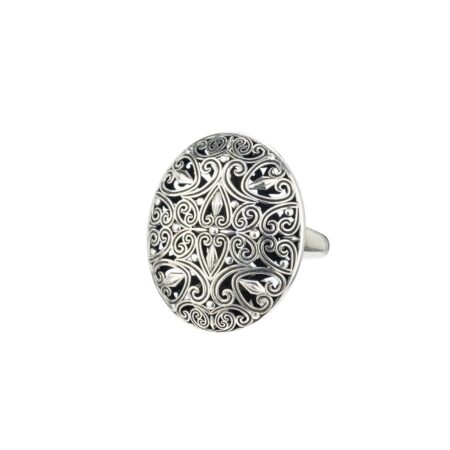Kallisto Oval Ring in oxidized silver