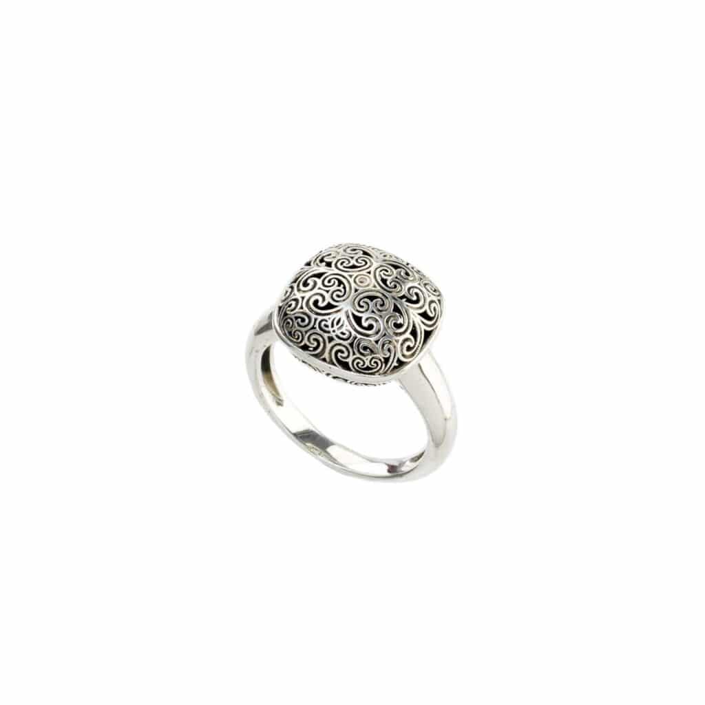 Kallisto Cushion Ring in oxidized silver - Image 2