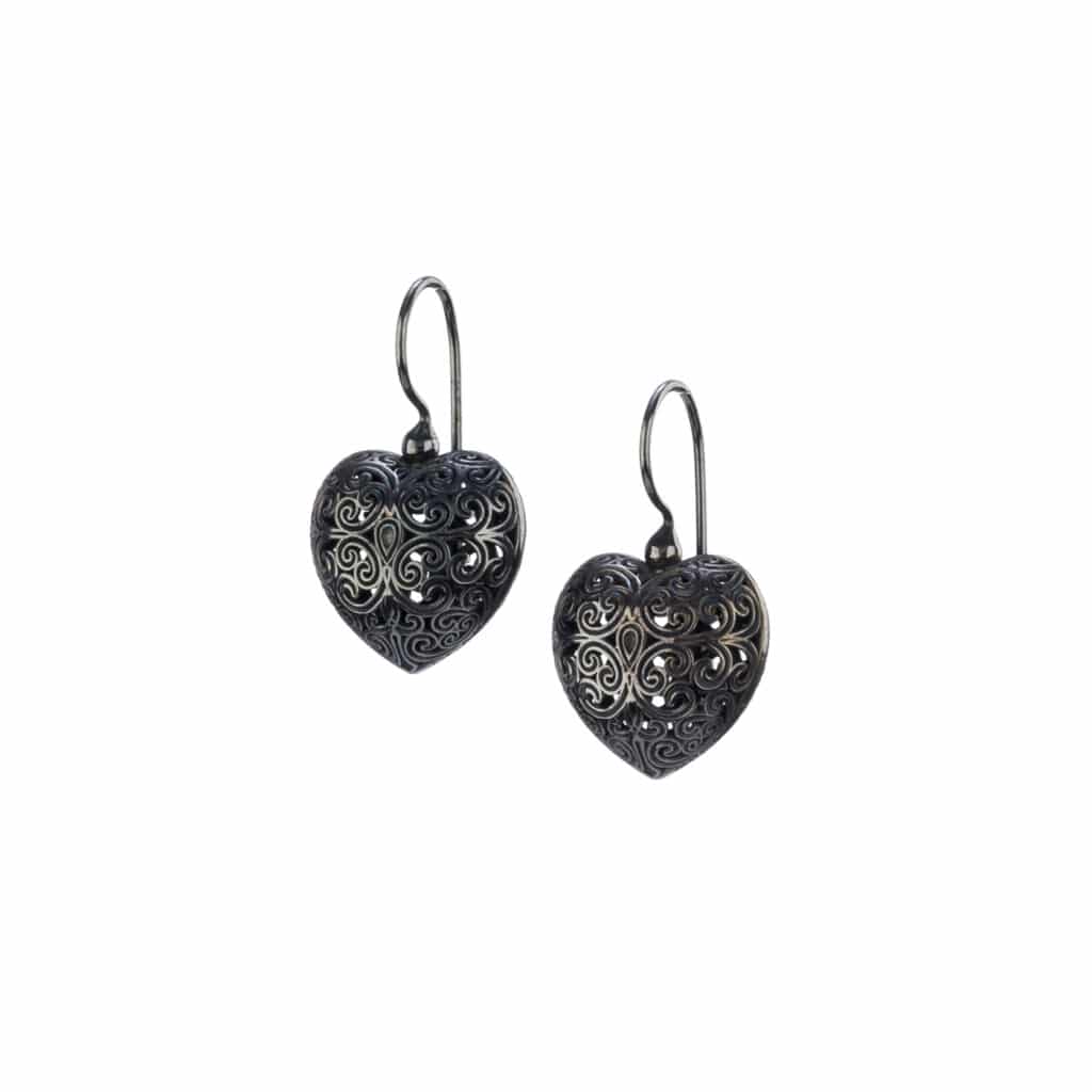 Kallisto Heart earrings in Black plated silver 925