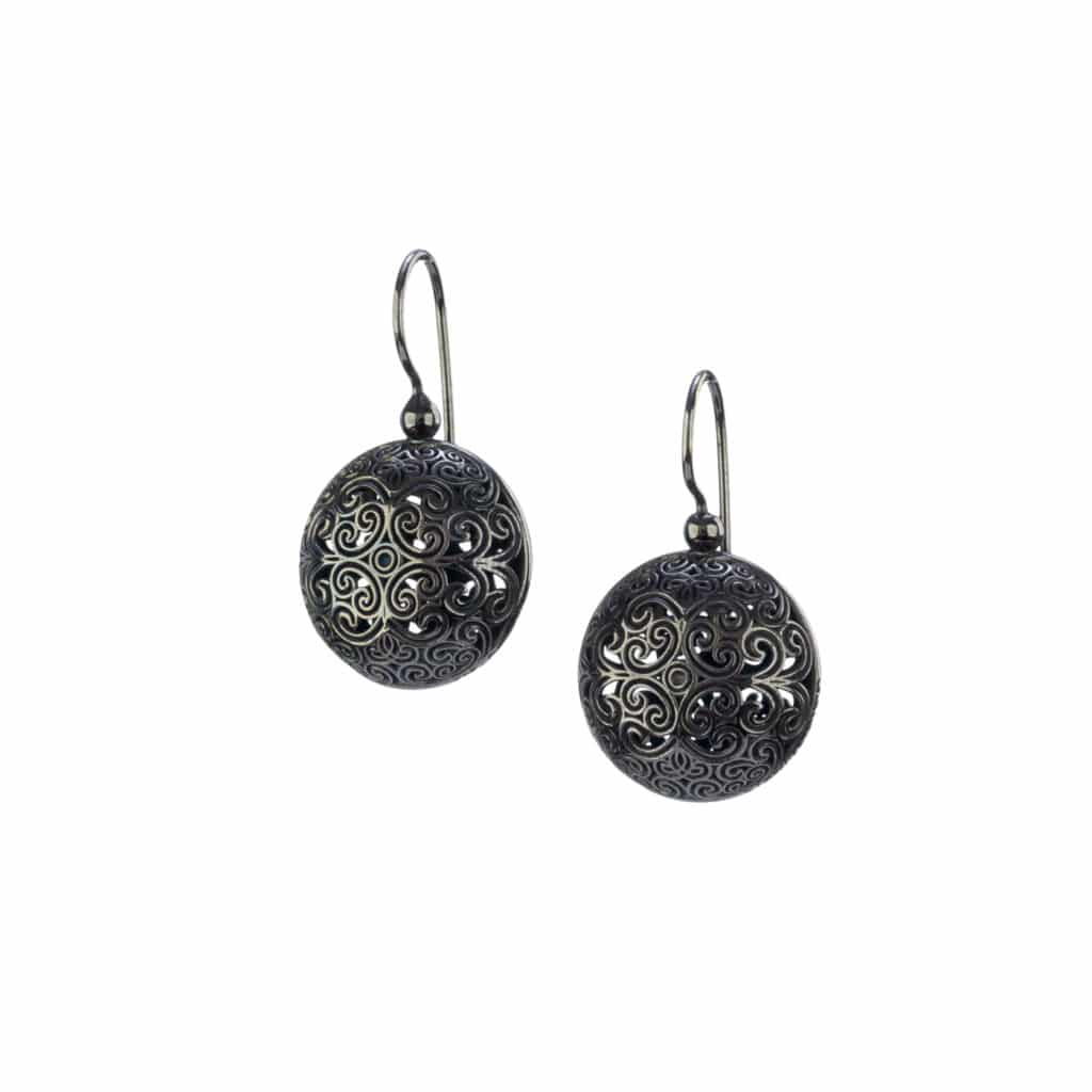 Kallisto Round earrings in Black plated silver 925