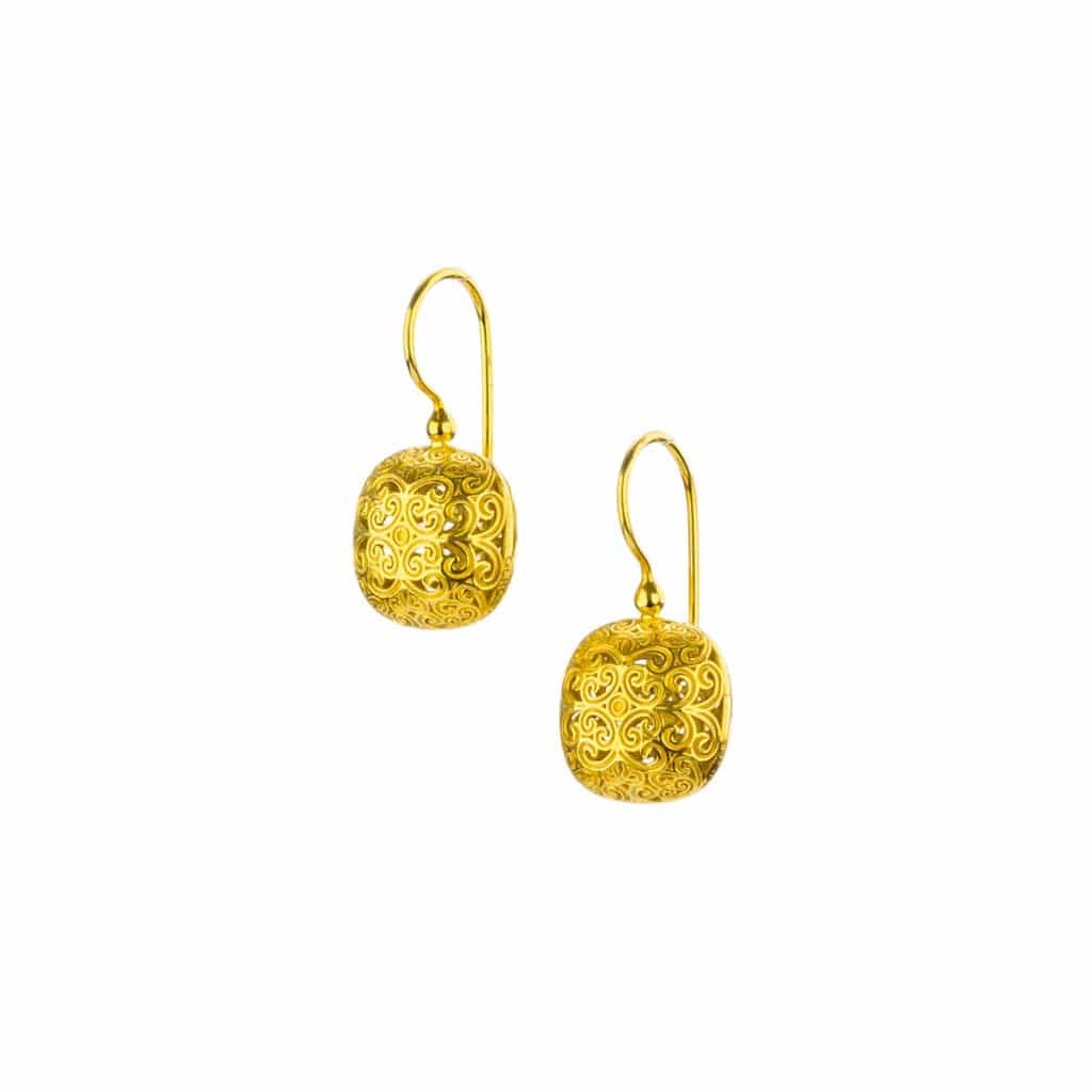 Kallisto Cushion Earrings in Gold plated silver 925