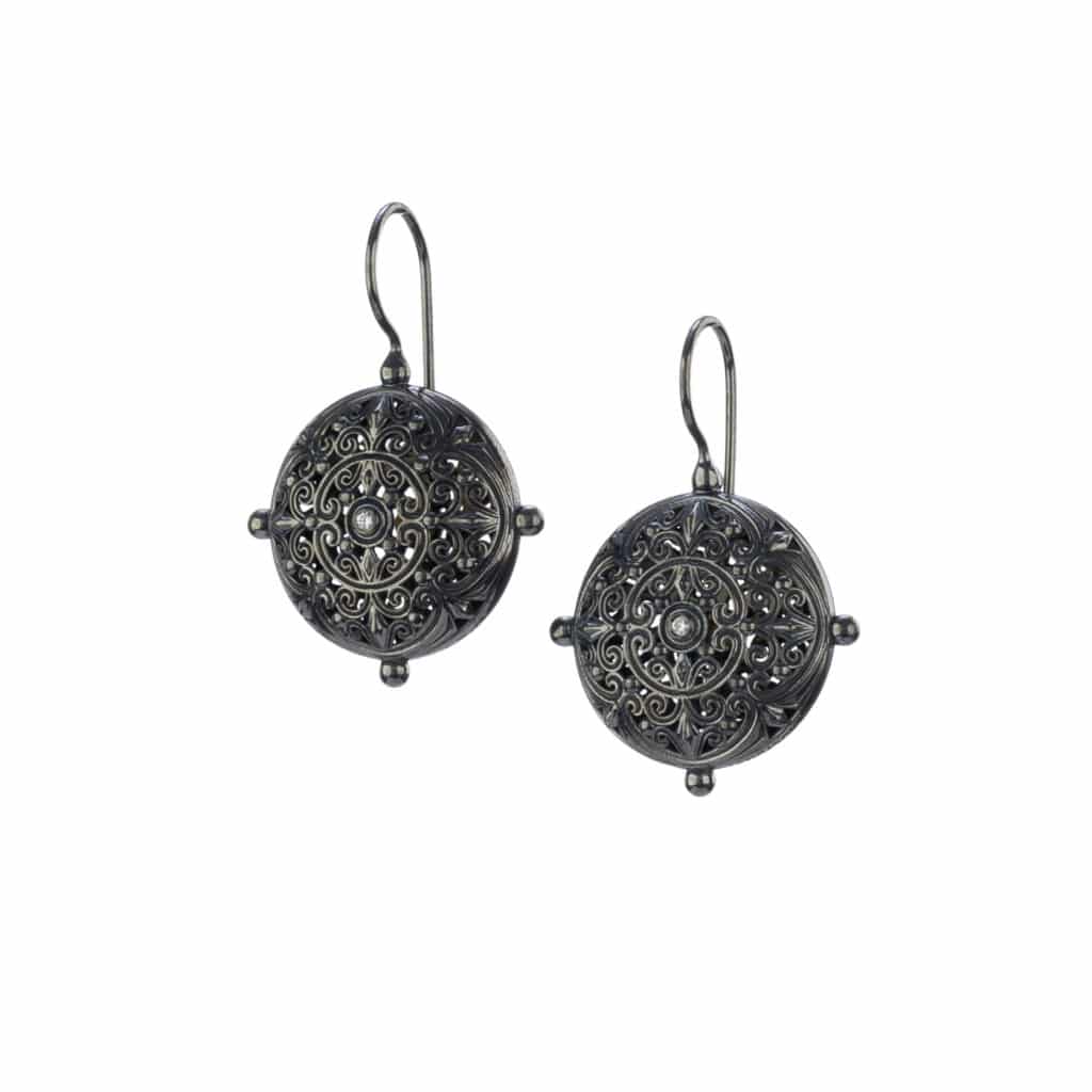 Kallisto Round earrings in Black plated silver 925