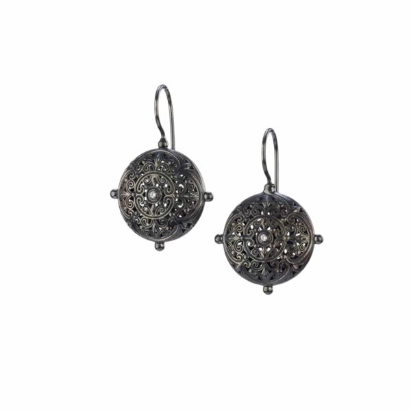 Kallisto Round earrings in Black plated silver 925