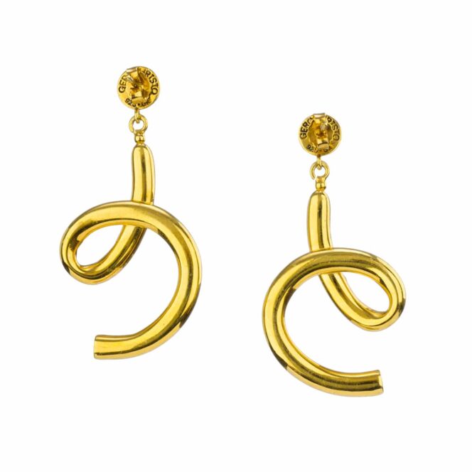 Kallisto lacy long Earrings in Gold Plated silver - Image 2