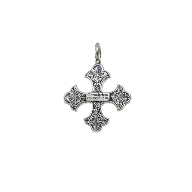 Aretousa Cross in 18K Gold and Sterling silver with Ruby - Image 2