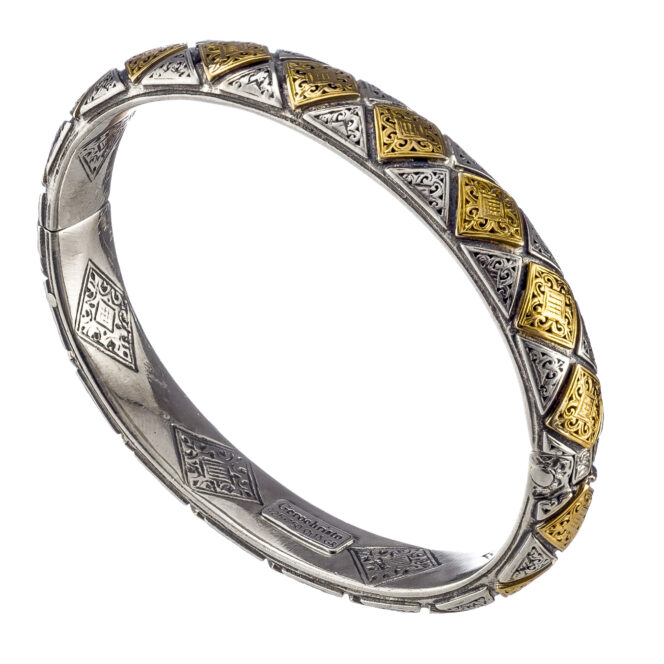 Byzantine Bracelet in 18K solid Yellow Gold and Sterling Silver - Image 3