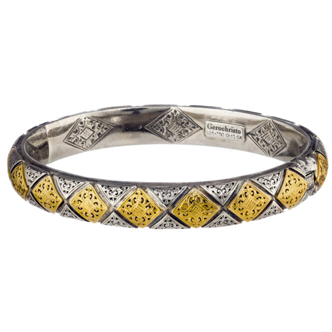 Byzantine Bracelet in 18K solid Yellow Gold and Sterling Silver