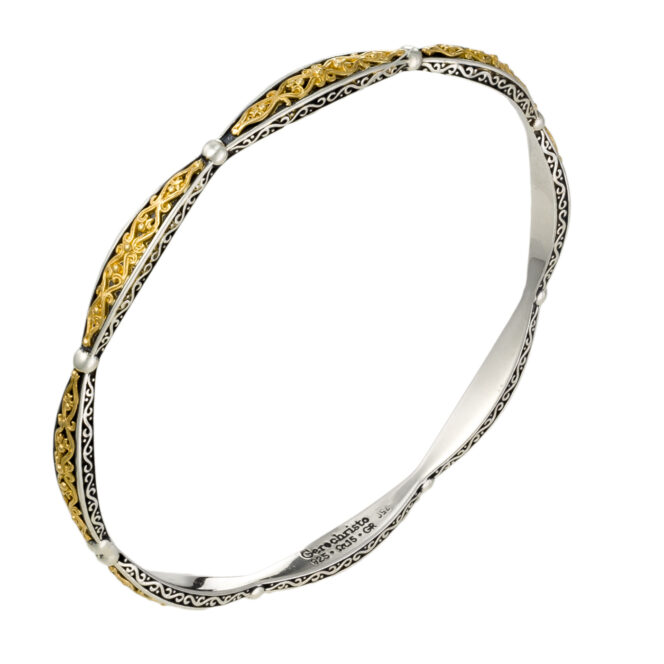 Aretousa bangle bracelet in 18K Gold and Sterling silver - Image 2
