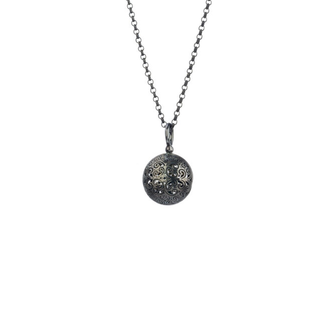 Kallisto round pendant in black plated silver 925