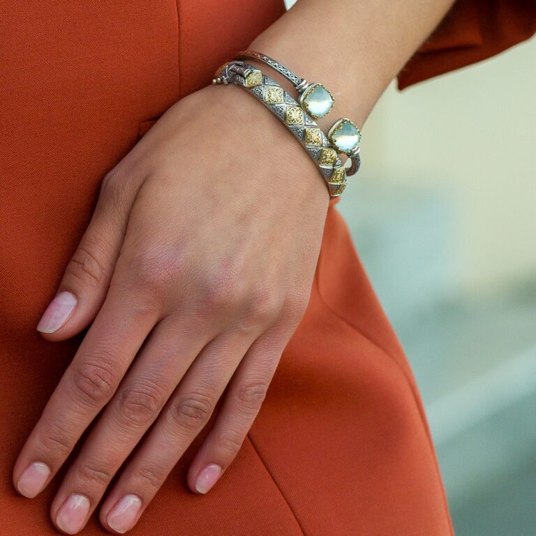 Byzantine Bracelet in 18K solid Yellow Gold and Sterling Silver - Image 2