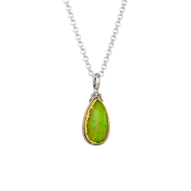 Dione teardrop pendant in sterling silver with Gold plated parts