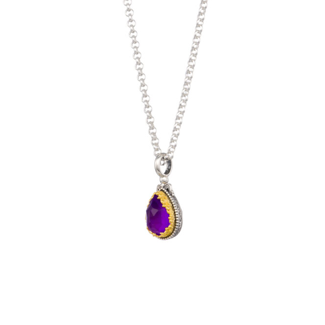 Dione teardrop pendant in sterling silver with Gold plated parts - Image 2