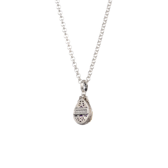Dione teardrop pendant in sterling silver with Gold plated parts - Image 5