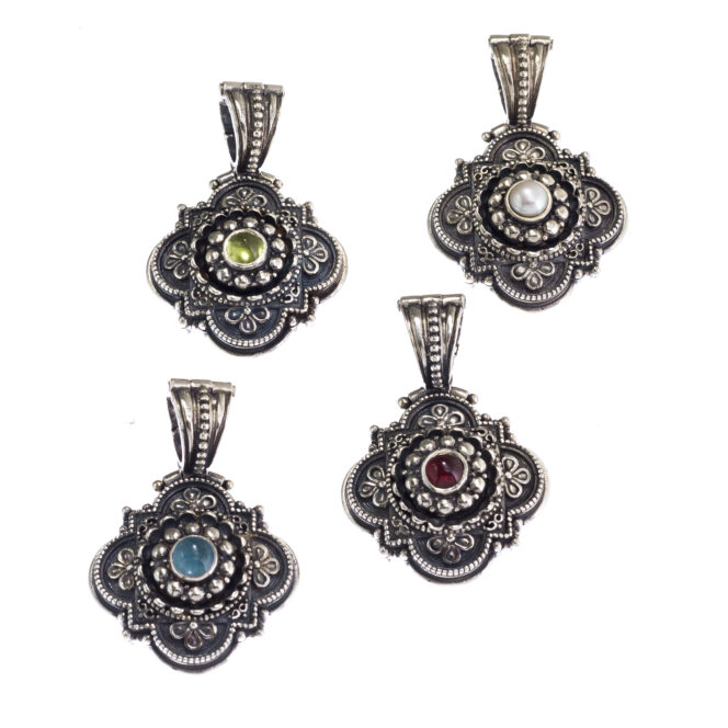 Athenian flower pendant in Sterling silver - Image 4