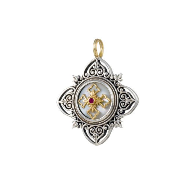 Aretousa cross pendant in 18K Gold and sterling silver - Image 2