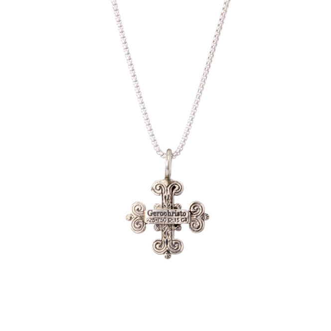 Byzantine cross in 18K Gold and sterling silver with ruby - Image 2