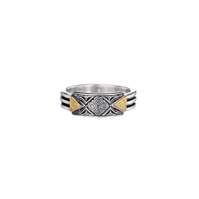 Band ring in 18K Gold details and Sterling Silver