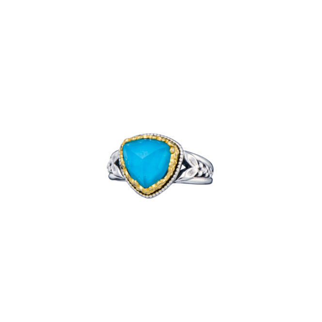 Dione triangle ring in sterling silver with Gold plated parts - Image 4