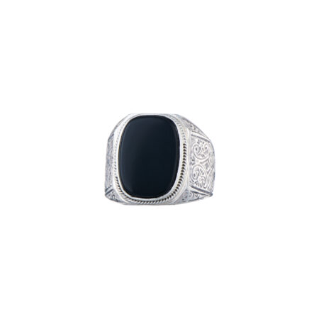 Classic men ring in sterling silver with semi precious stone