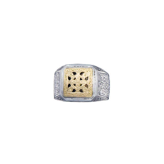 Monastiraki men Ring in 18K Gold and Sterling Silver