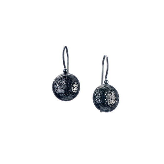 Kallisto Round earrings in Black plated silver 925