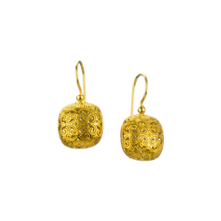 Kallisto Cushion Earrings in Gold plated silver 925
