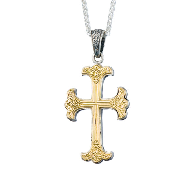 Byzantine cross in 18K Gold and Sterling Silver - Image 3