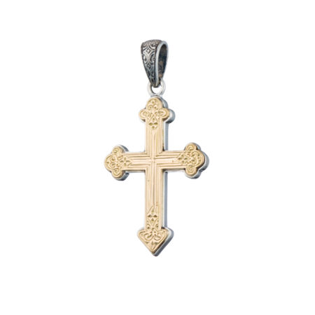 Byzantine cross in 18K Gold and Sterling Silver