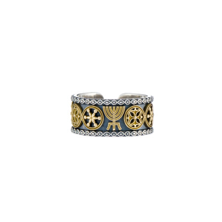 Symbol adjustable Ring in 18K Gold and Sterling silver