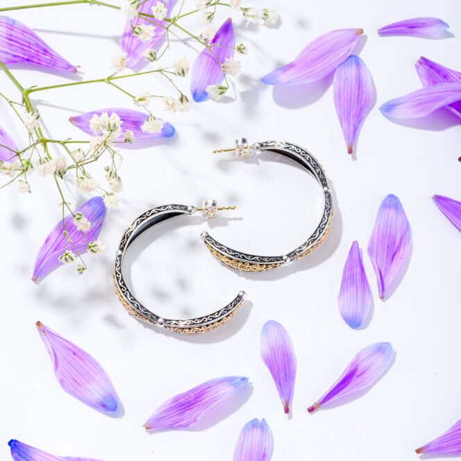 Aretousa Hoops Earrings in 18K Gold and Sterling Silver - Image 2