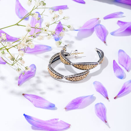 Aretousa Hoops Earrings in 18K Gold and Sterling Silver