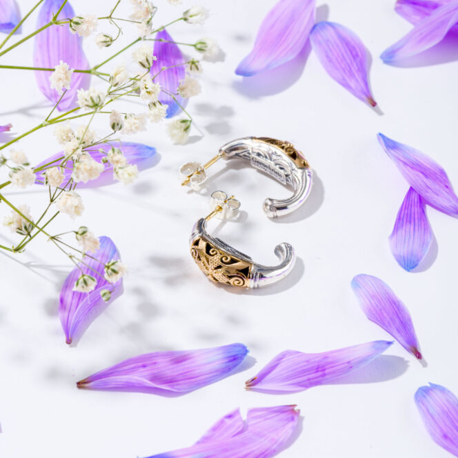 Classical hoop earrings in 18K Gold and Sterling Silver - Image 2
